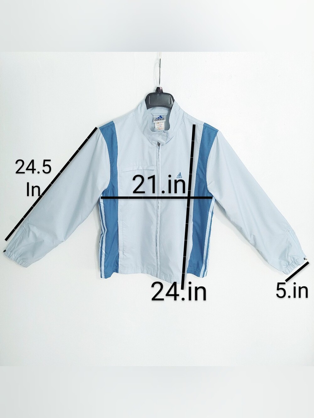 adidas Womens Track Jacket Full Zip Light Blue Windbreaker Y2K Athletic Size M - Picture 7 of 16